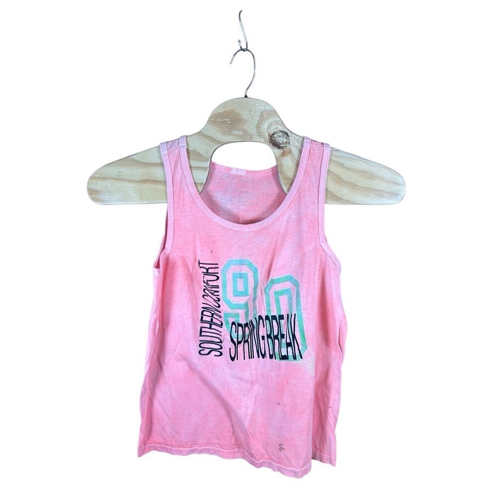 Southern Comfort SPRING BREAK 1990 Hot Pink Tank Large Single Stitch Stains as S